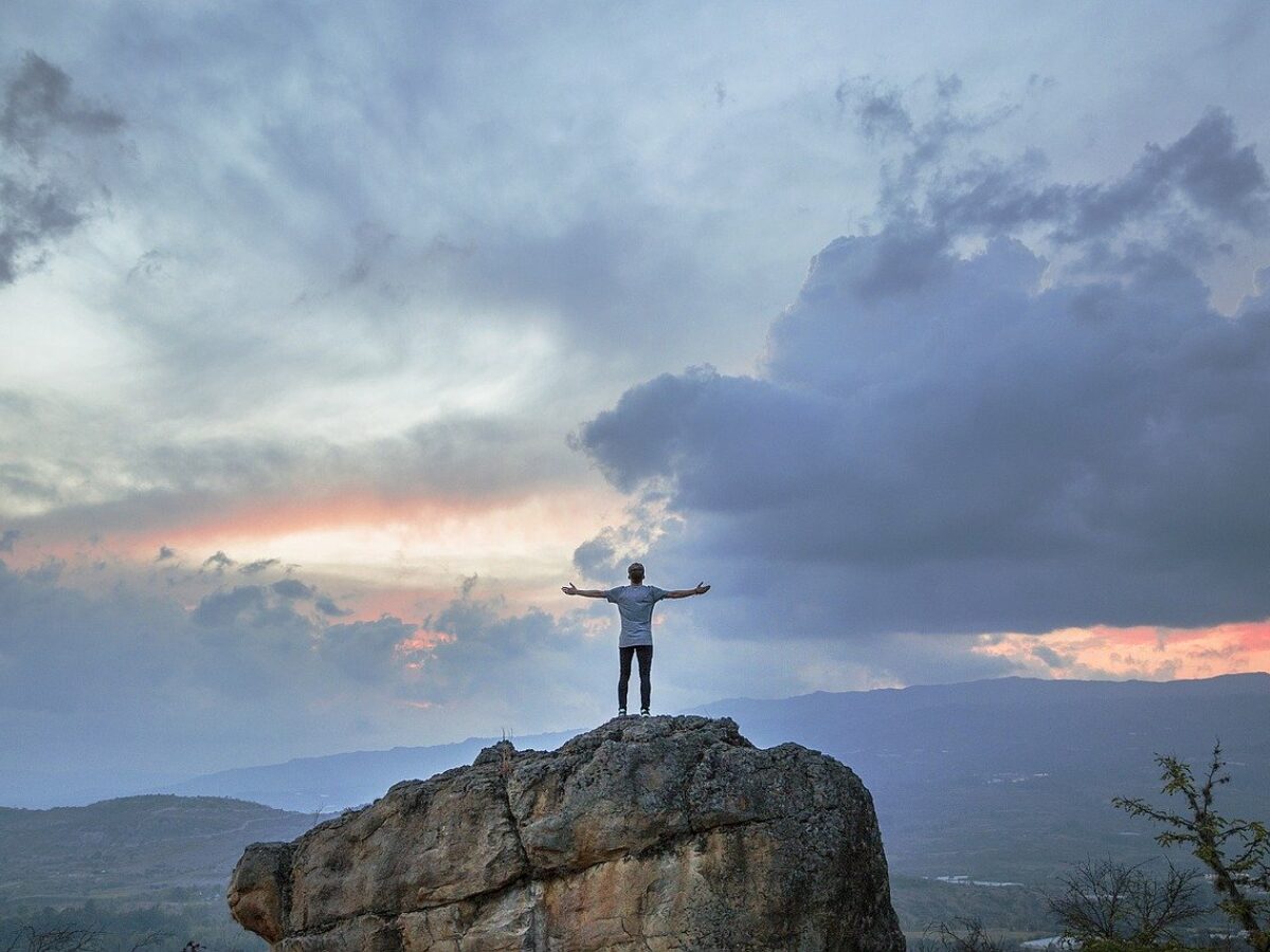 hiker at sunset