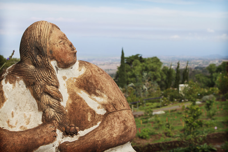 A statue at the Alii Kula Lavender Farm in upcountry Maui, Hawaii