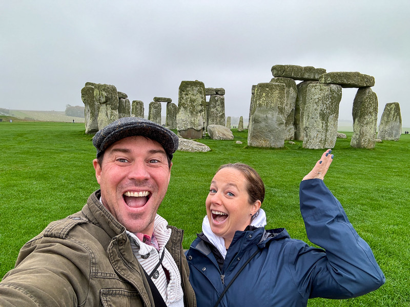 Lina and David Stock at Stonhenge in England during a tour of Great Britain